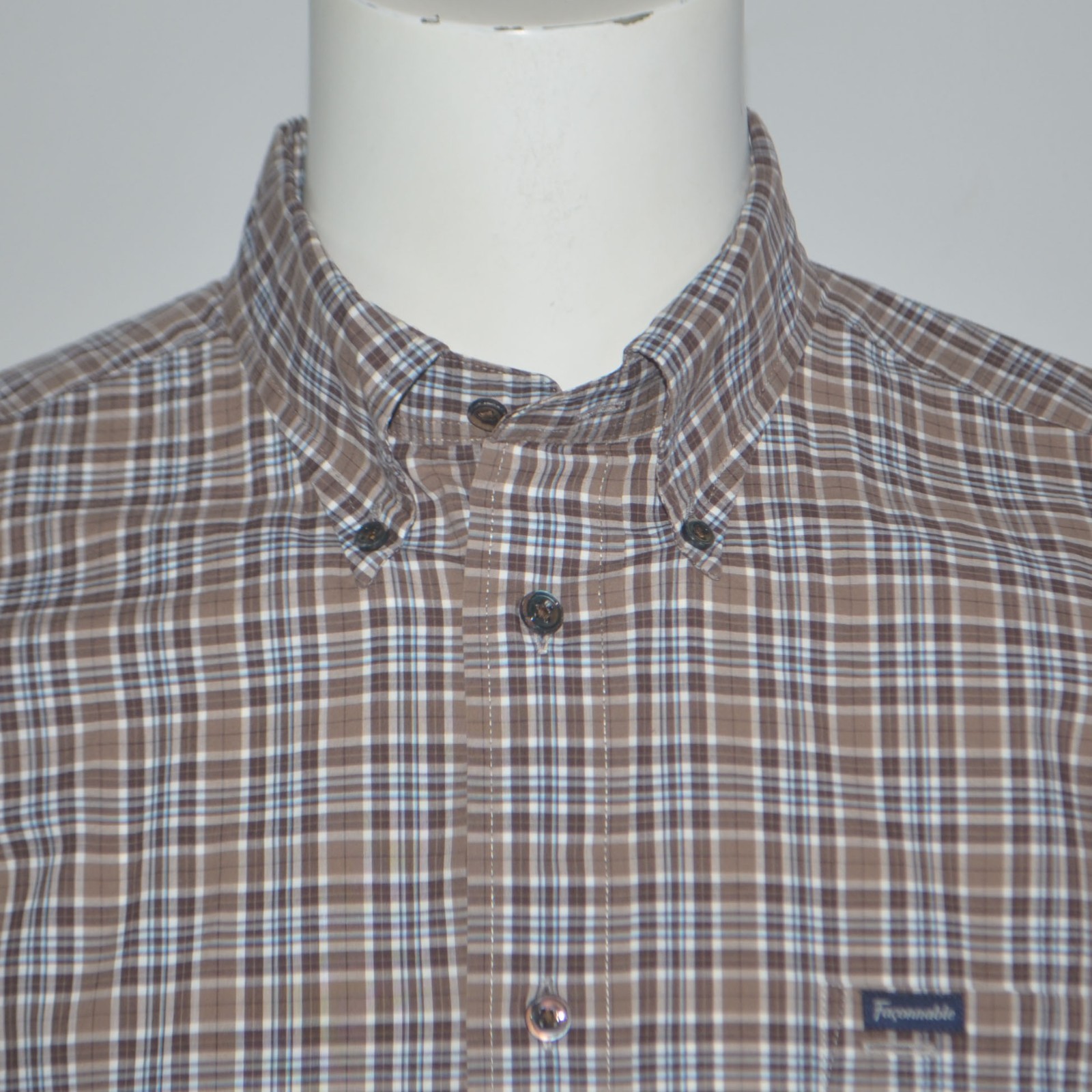 FACONNABLE Classique Brown Plaid Lightweight Long… - image 1