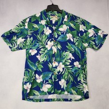 Paradise Found Vintage Button Up Camp Shirt Men Medium Rayon Floral Made Hawaii