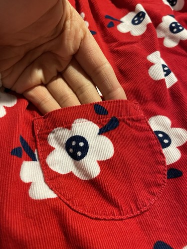 Le Top Girls Red w/ White Flowers Girls Dress Size 4T Corduroy blue buttons EUC - Picture 3 of 11