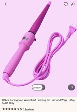 UNice Curling Iron Wand Fast Heating for Hair and Wigs (Pink)