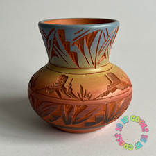 Native American Vase Signed 4" Red Earth Art Pottery Mesa Verde Cortez CO