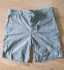 Image of BOSS Hugo Boss Men’s Grey Geometric Bermuda Drawstring Shorts 34 Regular Pockets