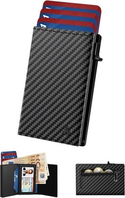 Men s Slim Wallet RFID Blocking Pop Up Card Holder Leather ID Window Coin Pocket