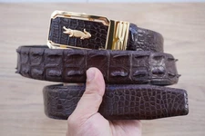 W 1.5" Brown Genuine CROC Hornback Skin Men's Belt W/ Automatic Buckle#X11