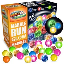 Marble Genius Marble Glow Run Race Track Set - 50 pcs, Glow in the Dark Marbles