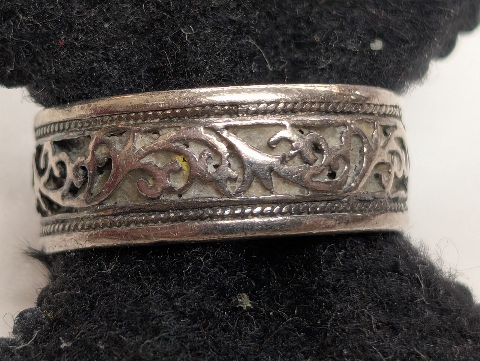 VINTAGE STERLING SILVER SCROLL PATTERN RING HALLM… - image 9