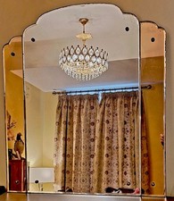 Art Deco Odean Huge Wall Mirror Tinted Side Panels, Two Available Price For 1
