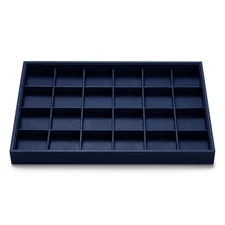 Oirlv Stackable Premium Leather Jewelry Trays 24 Grid Jewelry Organizer for D...