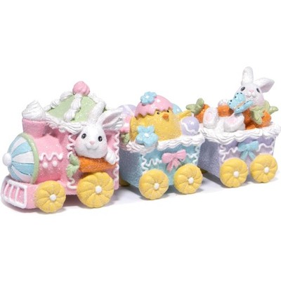 Joyful 9.25'' Easter Bunny Train Decor in Eco-Friendly Resin - Perfect for Gifts