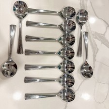 11- Reed  Barton BROOKSHIRE Glossy Ridges Stainless China Flatware SOUP SPOONS
