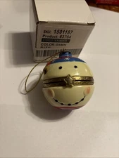 Snowman Round Head Hinged Trinket Box Porcelain Christmas Tree Ornament