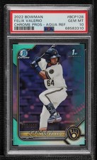 2022 Bowman Chrome Prospects Aqua Refractor Felix Valerio PSA 10 GEM MT 0t24