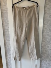 Eileen Fisher 100 Linen Wide Leg Pants Ivory Coastal Lagenlook Sz Small Cottage