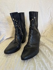 Celine Studded Black Leather Western Chelsea ...