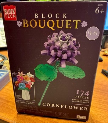 Block Bouquet Cornflower, 174-piece Building Block Set, Block Tech, Sealed