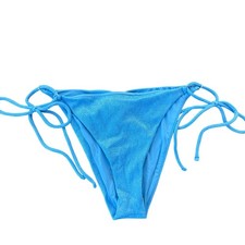 Devon Windsor Evie Bikini Bottom Sky Blue Textured Shimmer Side Tie XL NEW