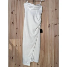 NWT Lulus Always Turning Heads White Bustier Tulip Midi Dress Banquet Gala Sze S