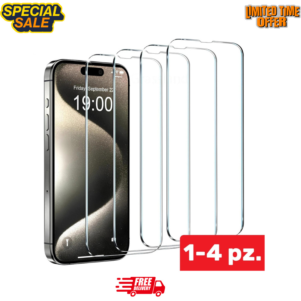 VETRO TEMPERATO 9H PELLICOLA PROTETTIVA PER APPLE IPHONE 17 16 15 14 13 PRO MAX