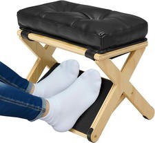 Foot Rest for Under Desk at Work, Wooden Under Desk Footrest with Non-Slip Rubbe