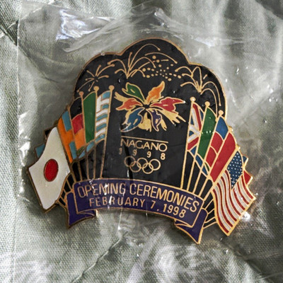 Nagano 1998 Olympics Opening Ceremonies Pinback Pin February 7, 1998
