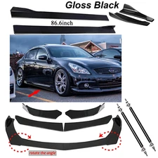 Front Bumper Lip Spoiler Splitter 86.6" Side Skirt Rear For Infiniti G37 Sedan