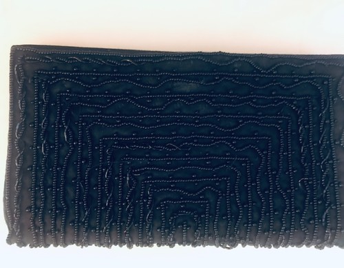 Vintage Black Beaded WALBORG CLUTCH HAND BAG Made in Japan By Hand Formal Purse - Picture 3 of 12