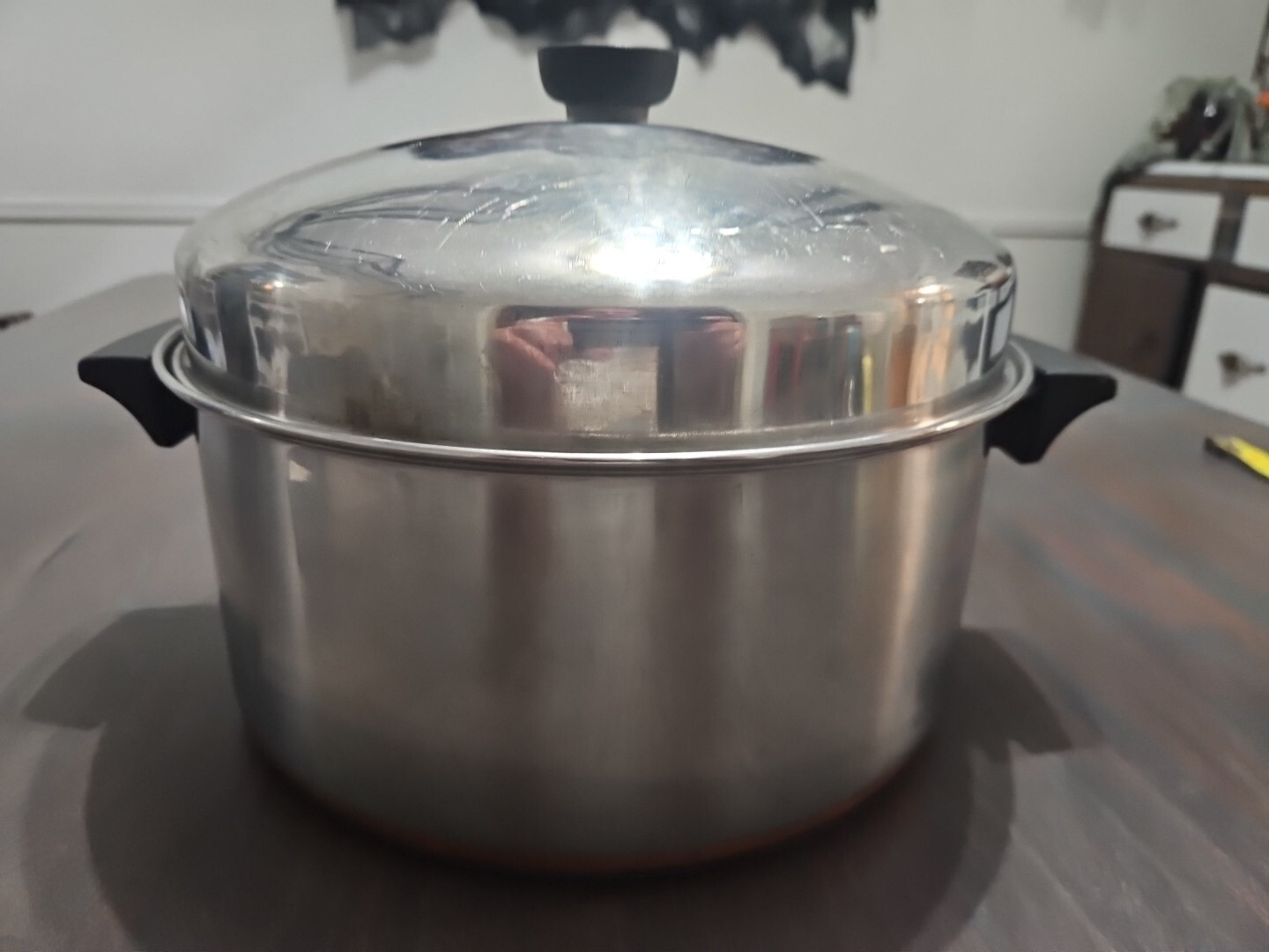 Vintage Revere Ware 6 Qt. Stock Pot/Dutch Oven Copper Bottom Dome Lid