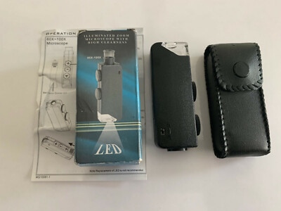 LED Lighted Mini Microscope, 60X - 100X Zoom, orig box & case, instructions