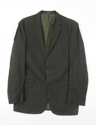 Browns Herren Anzugjacke grau gestreift Wollmischung Größe 42 Reg