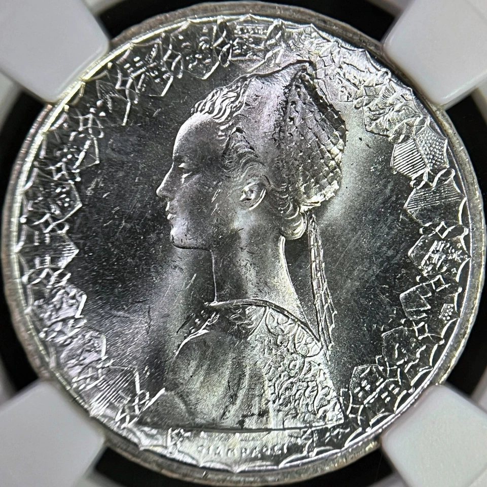 ITALY. 1967, 500 Lire, Silver - NGC MS65 - Nina, Pinta, Santa Maria Ship 🌈 Tone - Image 3 of 4