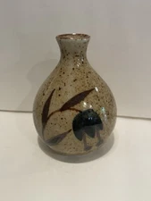 Otagiri OCM Japanese Bud Vase Speckled Stoneware Design With Flower