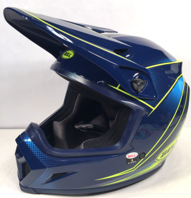 NEW Bell Helmet MX-9 MIPS Zone Gloss Navy/Retina Yellow Size Small 55-56cm