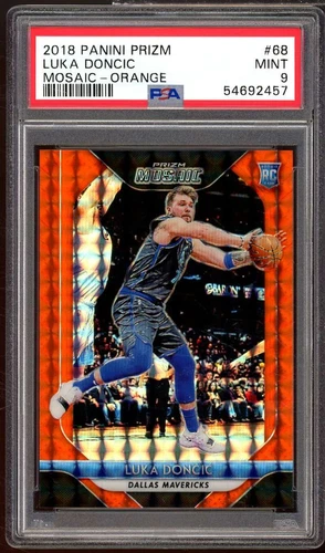 Luka Doncic Rookie Card 2018-19 Panini Prizm Mosaic Orange #68 PSA 9