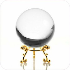 Clear Crystal Ball Sphere 50mm 2" with Golden Flower Stand in Gift Box