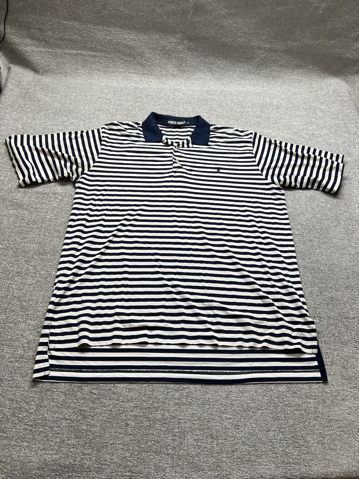 Polo Golf Ralph Lauren Da Uomo Extra Large Camicia a Righe Blu Pony Fine Cotone