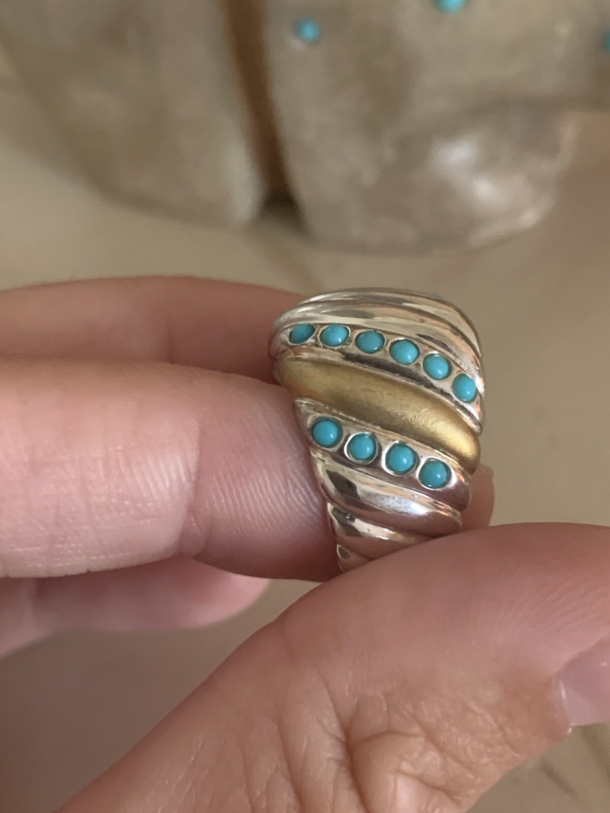 Sterling Silver 925 Statement Ring With Turquoise… - image 3