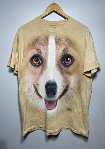 Mountain Corgi Dog Face T Shirt Size 
