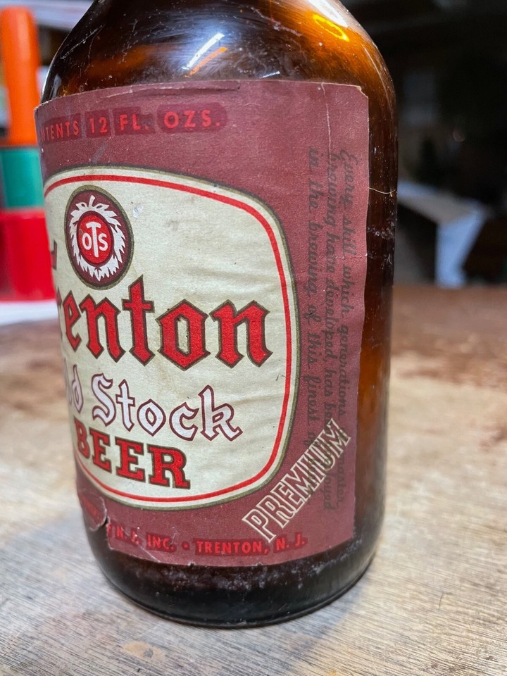 Vintage Trenton OldStock Beer Bottle w/ Cap Empty TRENT New Jersey