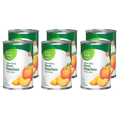 Healthy Canned Yellow Cling Sliced Peaches in Fruit Juice, 15 Oz (Set of 6) - Picture 3 of 7