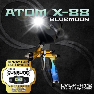 #ad ATOM X88 BLUEMOON Professional Spray Paint Gun For Cars 1.3amp;1.4MM TIP Kit Combo $297.00