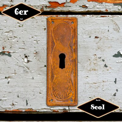 Schlüsselplatte,Serie ''Seol'',6er Pack  | Eisen rostig | H9,6xB3,2cm