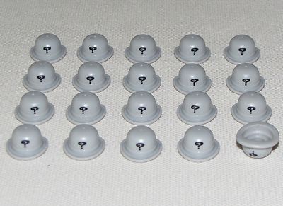 LEGO LOT OF 20 NEW Minifig Headgear Hats Bowler with Black Question Mark Pattern