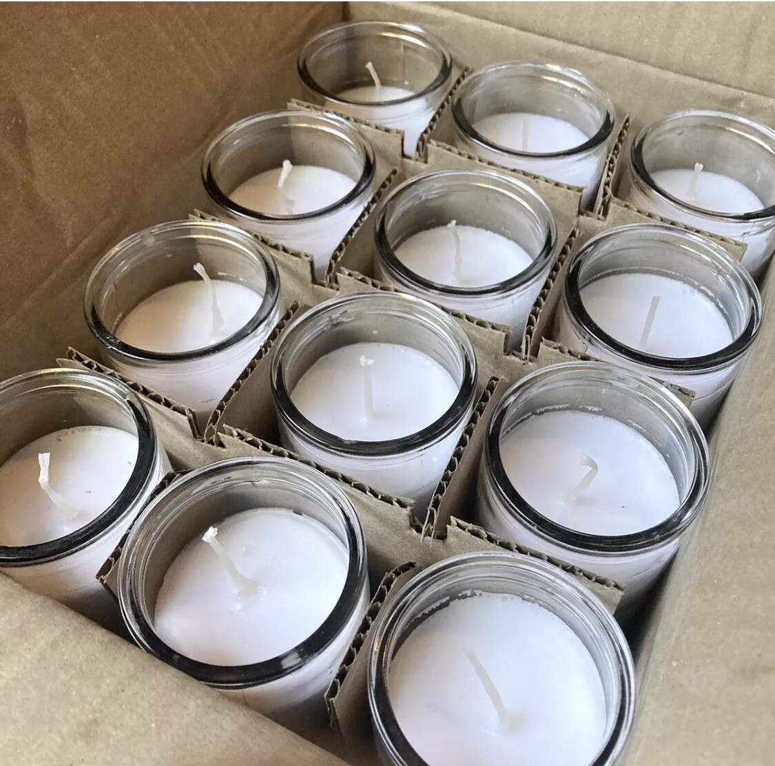 Buy NEW! 12 Large White Candles, By Brilux, Clear Glass Jar 8