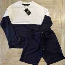 Mens Tracksuit Sweatshirt  Shorts Set Blue Small RRP  50 Boohoo Man Set