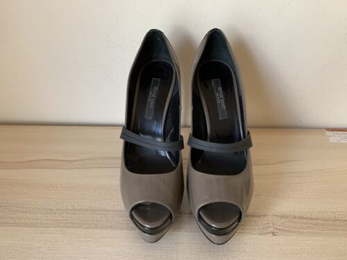 RUTHIE Davis Womens sz 38/ 8 Alex gray patent leather peep toe pumps shoes - Picture 2 of 6