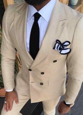 DESIGNER ZWEIREIHER HERRENANZUG DOPPELREIHER MODERN KARIERT TAILLIERT SLIM FIT