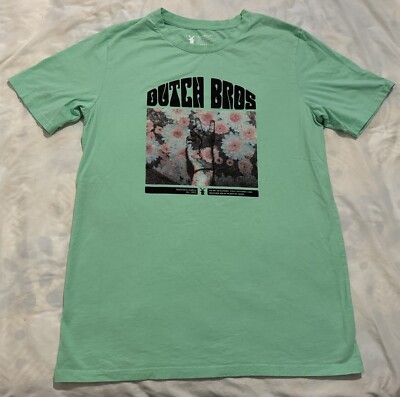 Dutch Bros Mint Green Peace Sign Sz L T-Shirt Casual Coffee Hippie Psychedelic