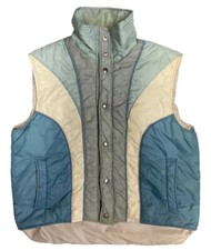Vintage 70s Sigallo Mens L 100 Nylon Waterproof Vest Color Block 90s 80s