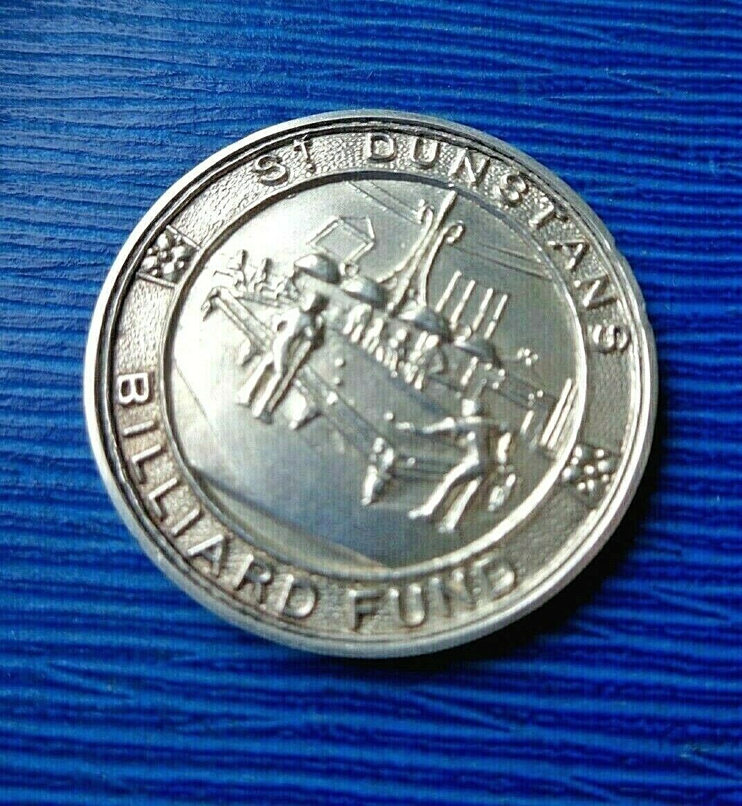 Vintage Sterling Silver Billiards or Snooker Fob Medal h/m 1929 - ST. DUNSTANS thumbnail 2