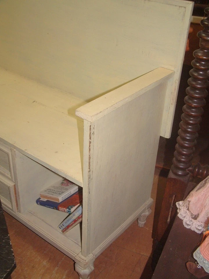 Vintage Headboard Bench Settee Loveseat 1 of a kind, Shabby Chick 58" wide 40X19 - Image 2 of 4